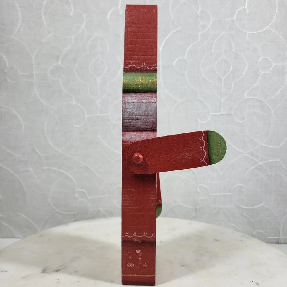 Hand Painted Wood Santa Claus Hinged Arms Primitive Christmas Decor